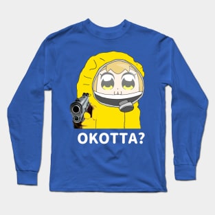 Popuko Okotta? in Hazmat Suit Edits memes with gun Long Sleeve T-Shirt